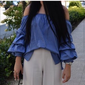 Zara Woman Off the Shoulder Puff Sleeve Top